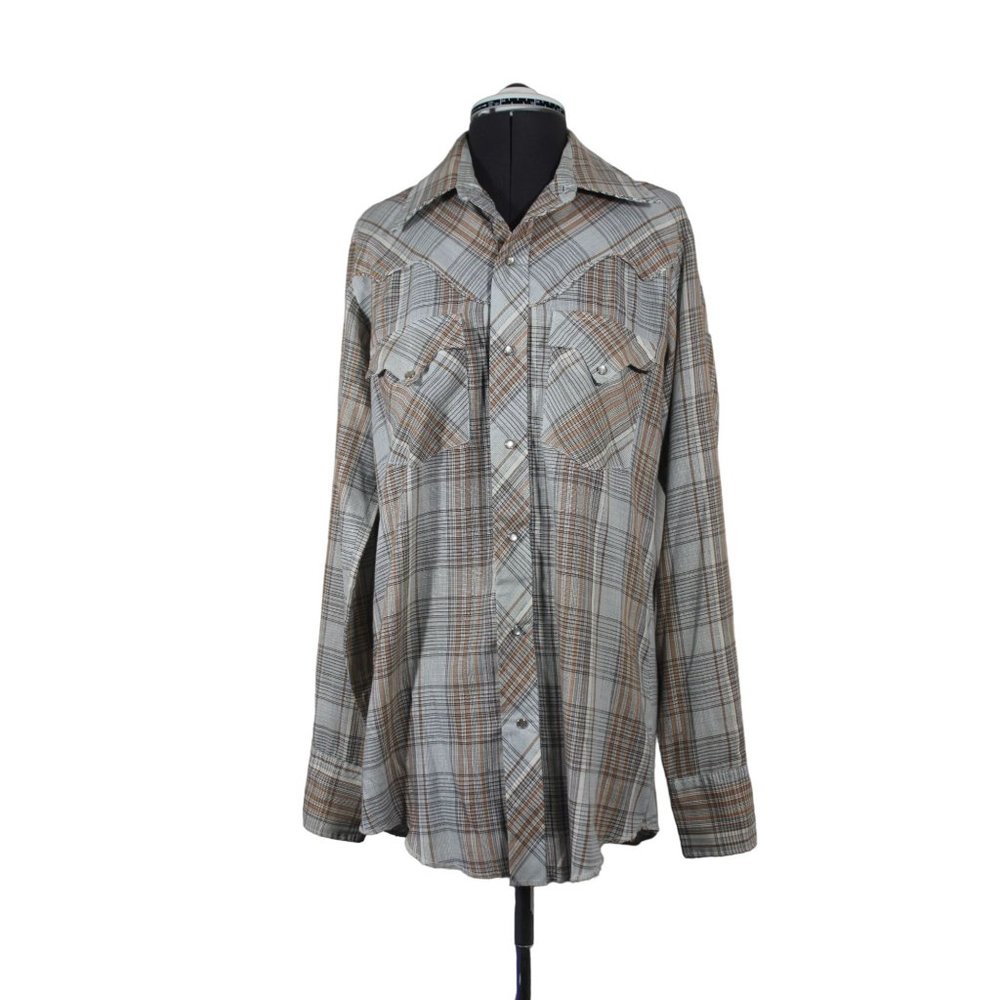TemTex men's vintage‎ plaid Western Cowboy shirt L